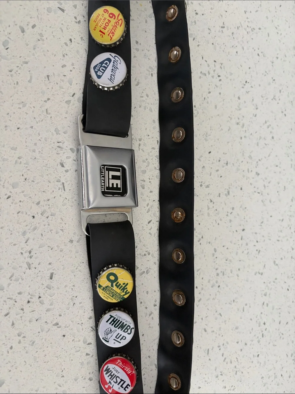 Vintage Littlearth LE Bottle Cap Seat Belt Buckle Belt Y2K, 36” length